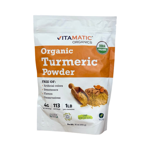 Pacote de Cúrcuma em Pó Orgânica Vitamatic Organics (açafrão-da-terra) com selo USDA Organic, 454 g