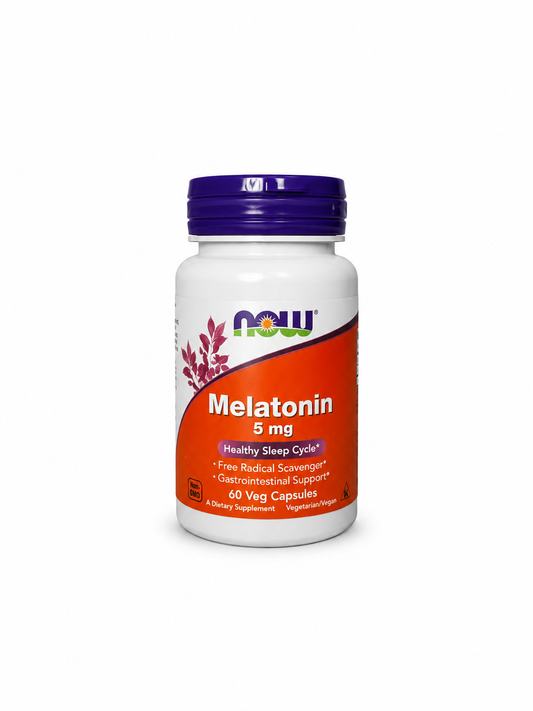 NOW Melatonin 5 mg – Melatonina 60 Cápsulas Vegetarianas
