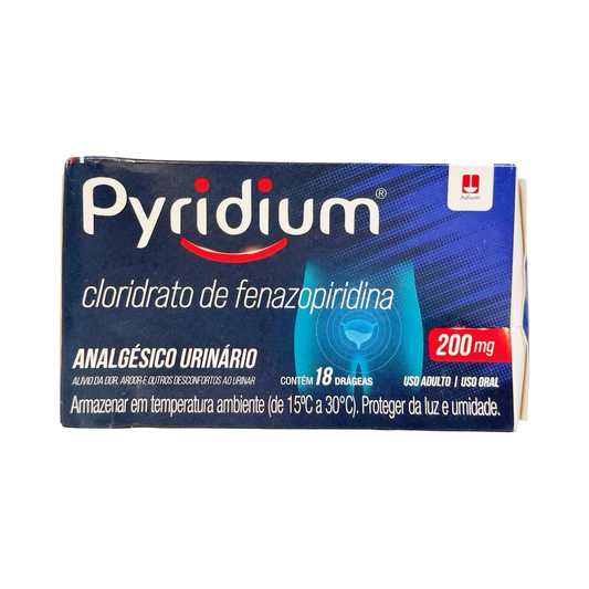 Pyridium 200mg Analgésico Urinário – Alívio Rápido de Dor e Ardor (18 Drágeas)