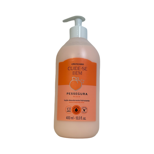 Loção Desodorante Hidratante Corporal O Boticário Cuide-Se Bem Pessegura – 400ml