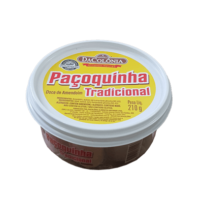 Pote da Paçoquinha Tradicional DaColônia de 210g, doce de amendoim, com tampa branca