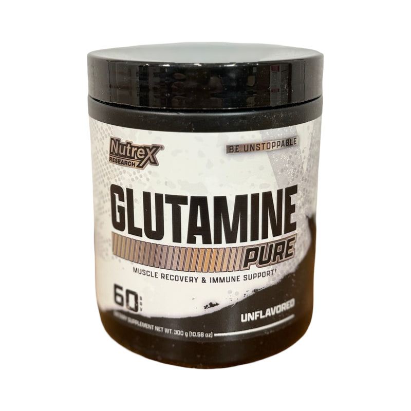 Pote preto da L-Glutamina Nutrex Glutamine Pure sem sabor, 300 g (60 doses)
