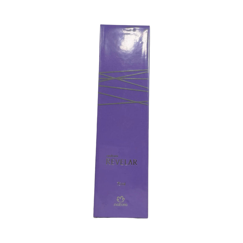 Caixa do perfume Natura Revelar 75 ml, embalagem lilás