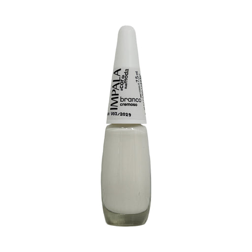Frasco de esmalte Impala Branco cremoso 7,5 ml, cor branca, tampa branca