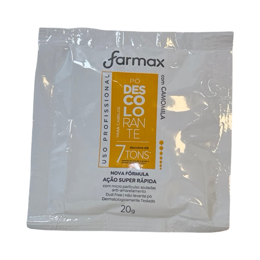 Sachê de Pó Descolorante Farmax com camomila ação super rápida 20 g