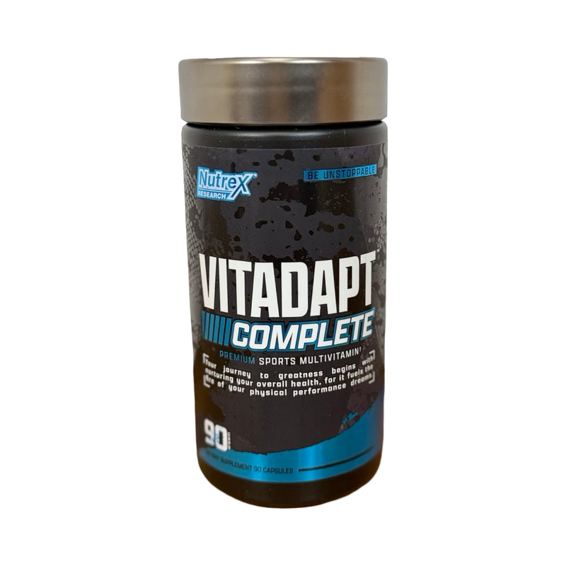Frasco do multivitamínico esportivo Nutrex Vitadapt Complete com 90 cápsulas