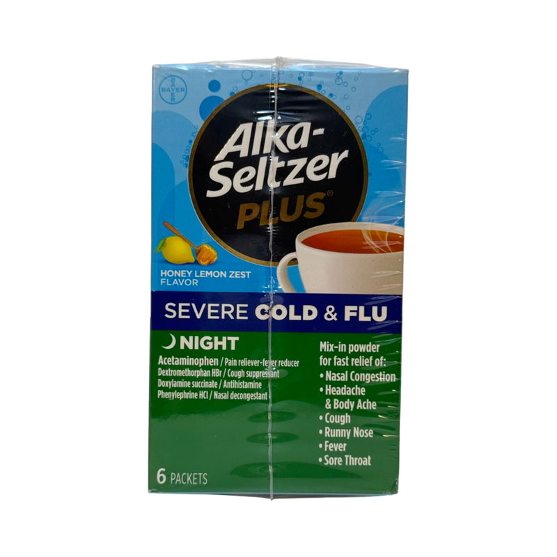 Alka-Seltzer Plus Antigripal Noite Sabor Mel e Limão – 6 Envelopes