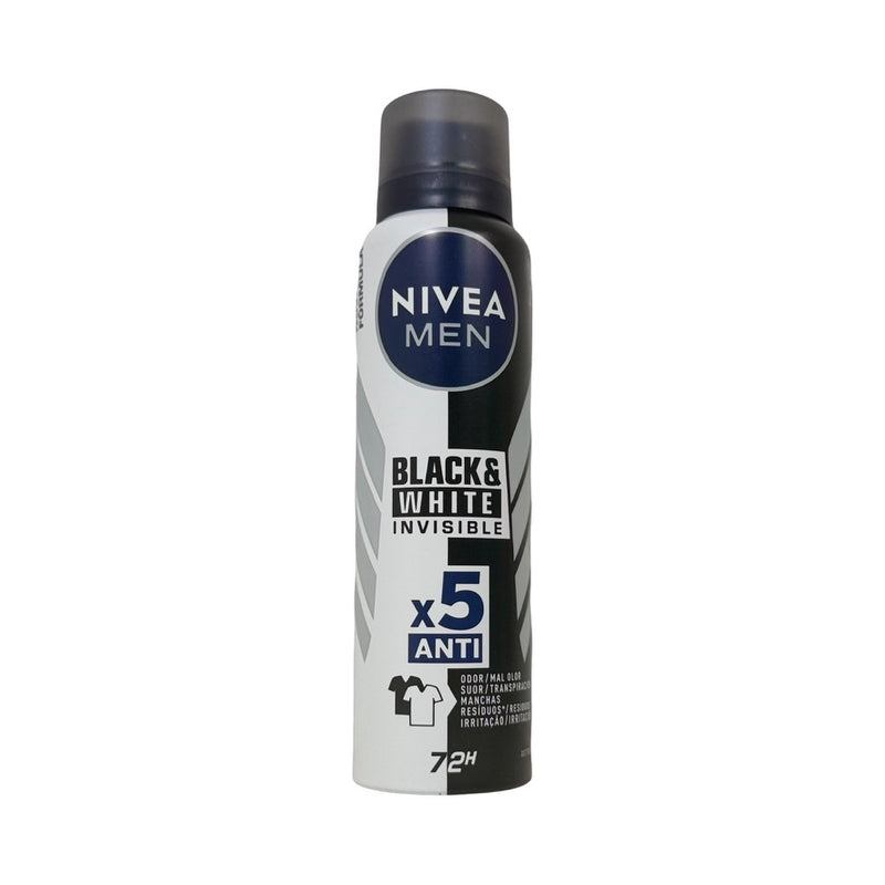 Desodorante Antitranspirante Aerossol Nivea Men Black & White Invisible 72h – Proteção 5 em 1