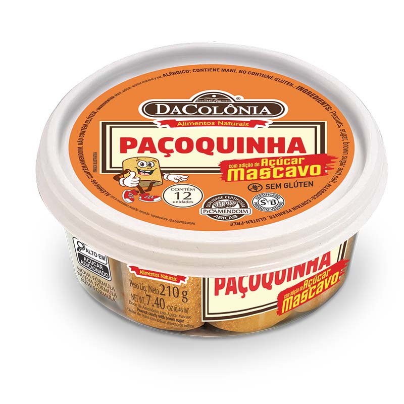 Pote da Paçoca Rolha DaColônia com Açúcar Mascavo de 210g
