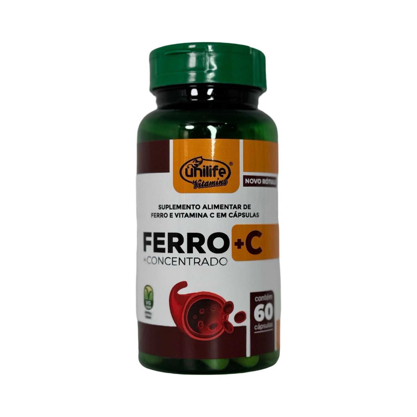 Suplemento Alimentar Unilife Vitamins Ferro + C Concentrado – 60 Cápsulas Veganas