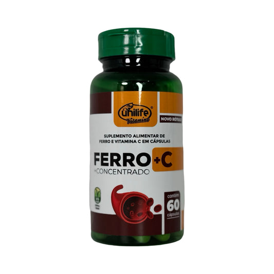 Suplemento Alimentar Unilife Vitamins Ferro + C Concentrado – 60 Cápsulas Veganas