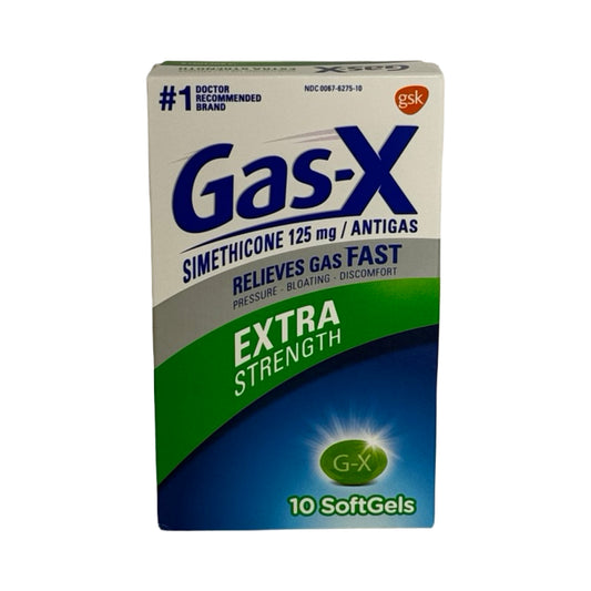 Gas-X Extra Strength (10 Cápsulas) – Alívio Rápido de Gases e Inchaço