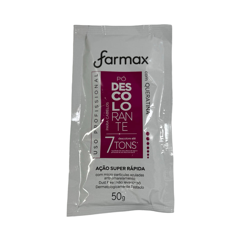 Embalagem de Pó Descolorante Farmax com queratina uso profissional 50 g