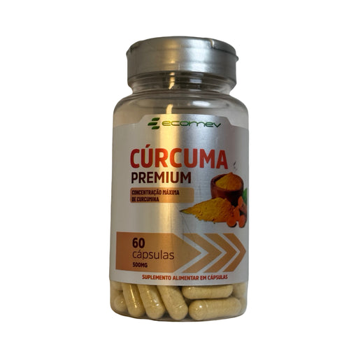 Frasco de Cúrcuma Premium Ecomev 500 mg com 60 cápsulas