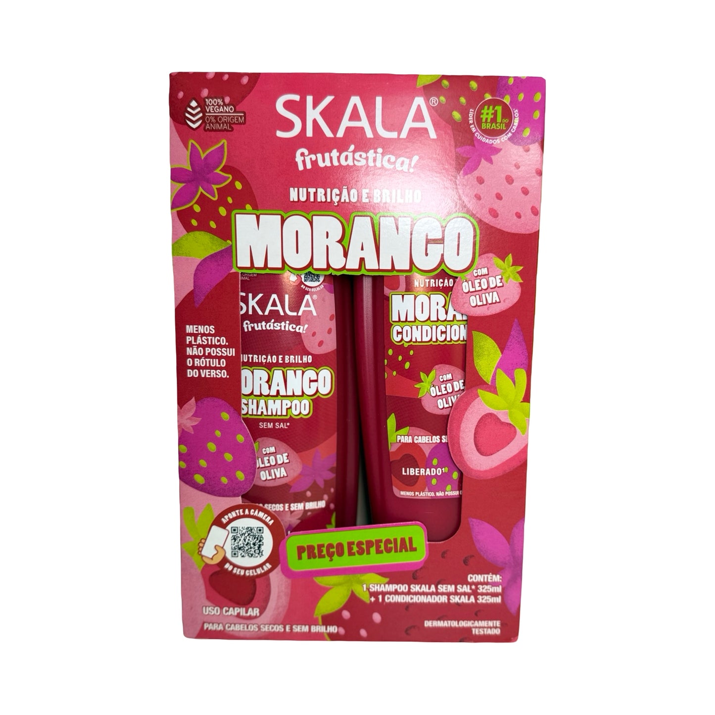Skala Frutástica Morango (Strawberry) & Olive Oil Hair Kit - Vegan Nutrition Shampoo & Conditioner Set, 2 x 325ml