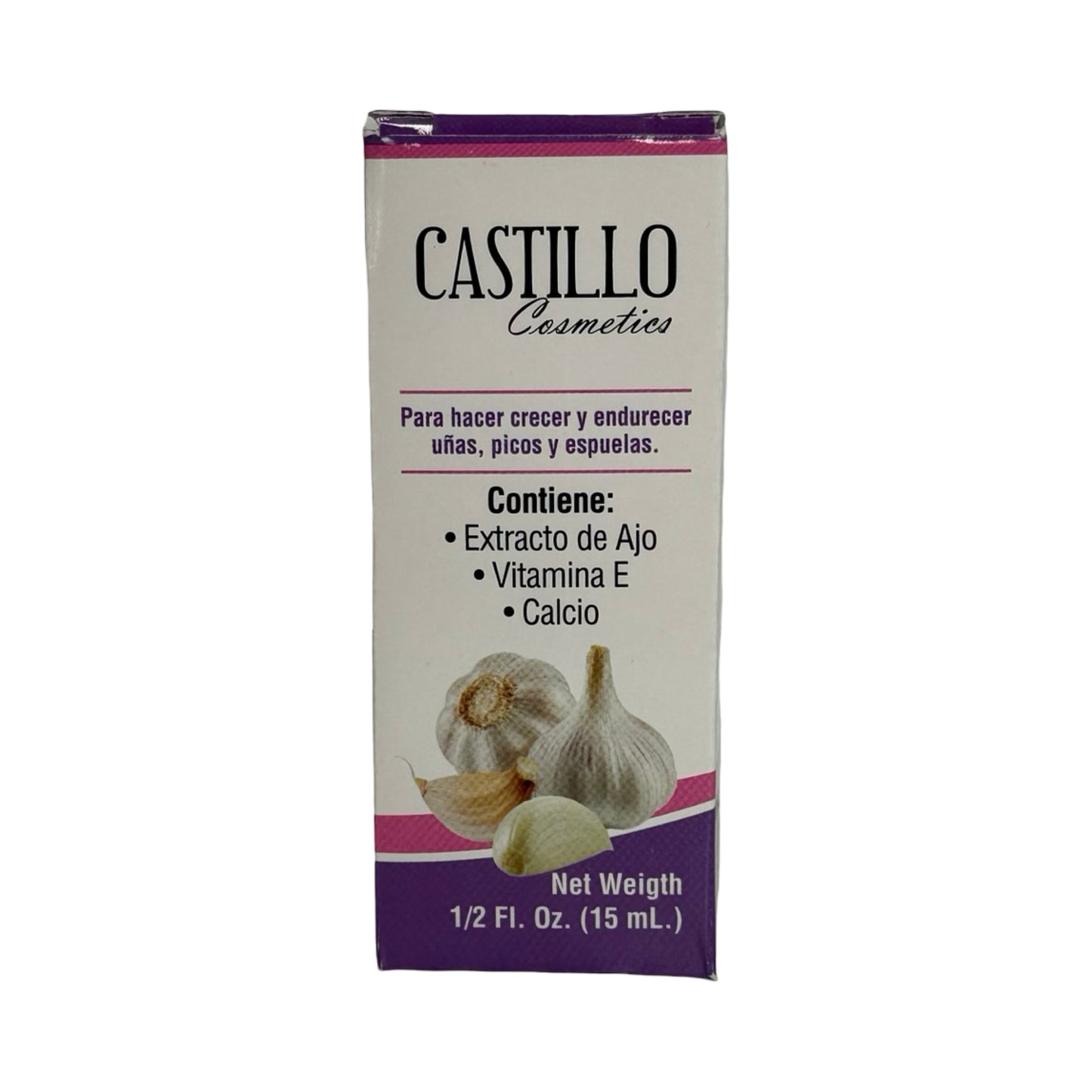 Castillo Cosmetics Garlic Nail Treatment – Growth & Hardener with Vitamin E & Calcium (15mL)