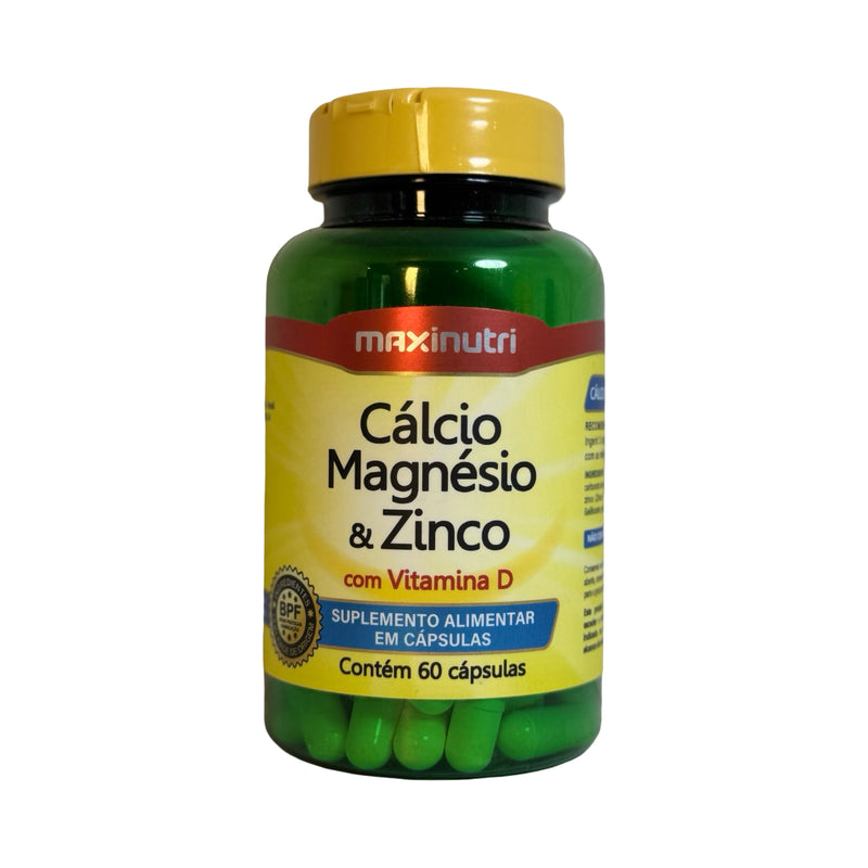 MaxiNutri Cálcio, Magnésio e Zinco com Vitamina D – 60 Cápsulas