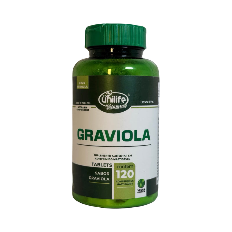 Graviola Unilife Vitamins – 120 Tabletes Mastigáveis Veganos