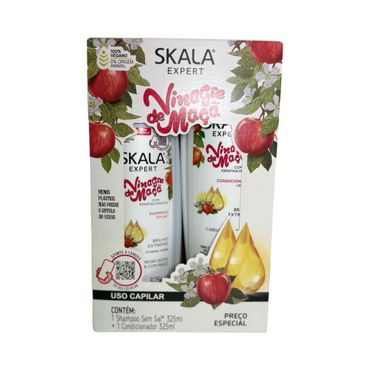 Skala Expert Vinagre de Maçã (Apple Cider Vinegar) Hair Set - Vegan Shampoo & Conditioner with Vegetable Keratin, 2 x 325ml