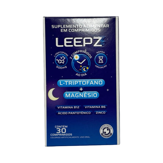 LEEPZZ Sleep Support Supplement - 500mg L-Tryptophan, Magnesium & Vitamin B-Complex - 30 Tablets