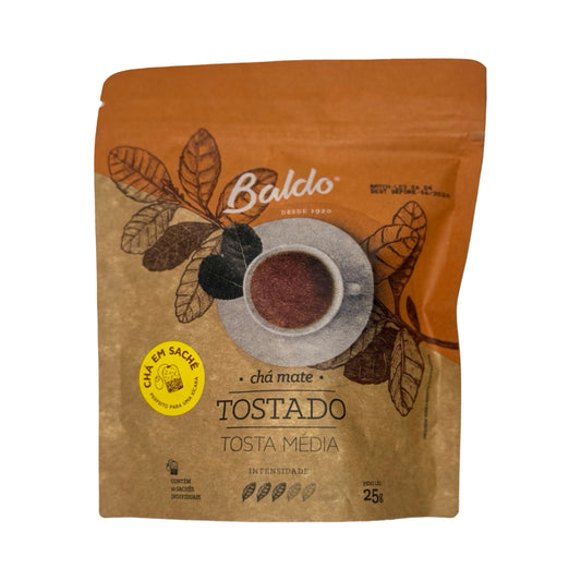 Baldo Roasted Mate Tea (Chá Mate Tostado) - Medium Toast, 10 Individual Tea Bags, 25g