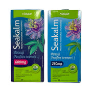 Kit Dia & Noite Seakalm Natulab: caixas de Maracujá 260mg (dia) e 600mg (noite) lado a lado