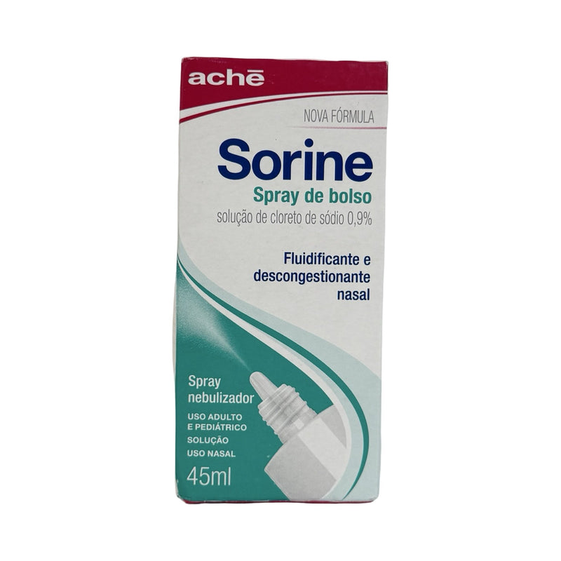 Caixa do Sorine Spray de Bolso Aché, solução de cloreto de sódio 0,9%, spray nebulizador de 45 ml