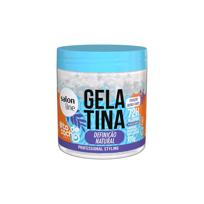 Pote da Gelatina Salon Line #todecacho Definição Natural 550 g, fixação ultraforte, com tampa azul