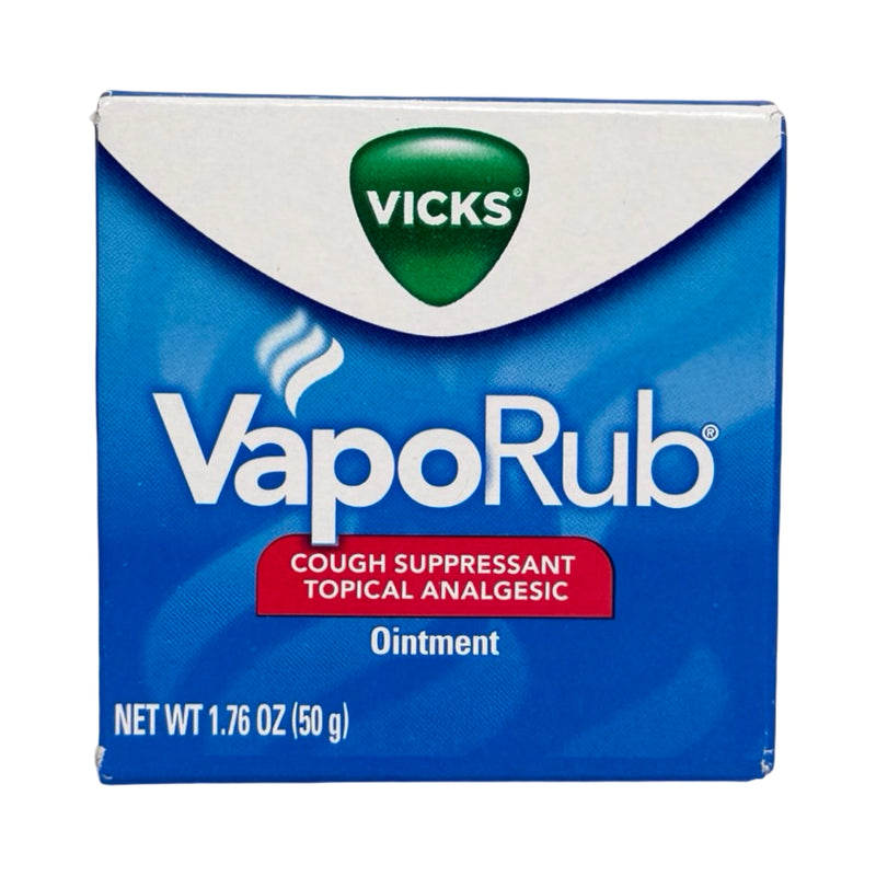 Caixa azul de Vicks VapoRub pomada, 50 g (1,76 oz)
